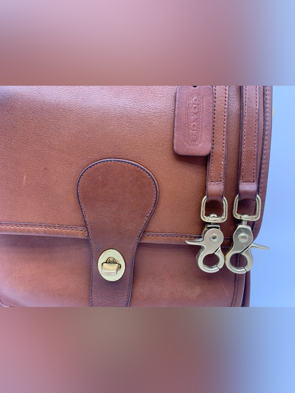 Coach Vintage Station Bag 5130 British Tan USA Leather Crossbody 1995 - Picture 6 of 16